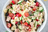 Creamy Tuna Pasta Salad with Cherry Tomatoes and Fresh Herbs