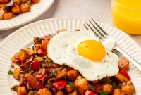 Crispy Skillet Sausage and Sweet Potato Hash