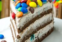 Kit Kat and M&M Chocolate Cake with Peanut Butter Frosting