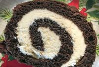 Peppermint Cake Roll with Cream Cheese Filling