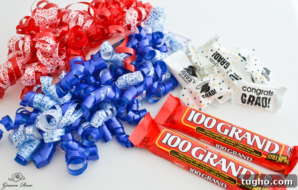 Custom School Spirit Candy Lei with Logo and Mascot 2 Curled ribbons and candy