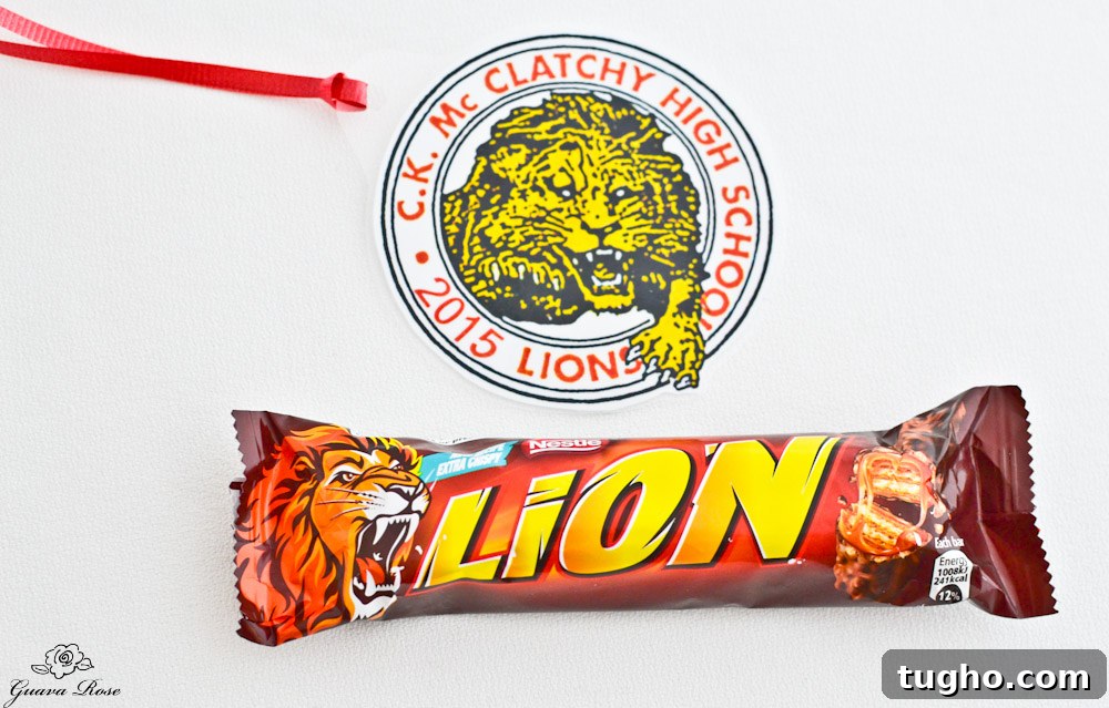 Custom School Spirit Candy Lei with Logo and Mascot 3 CK McClatchy Logo and Lion candy bar