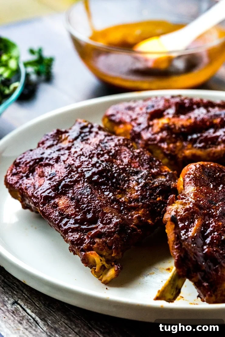 BBQ Instant Pot Ribs on a white plate