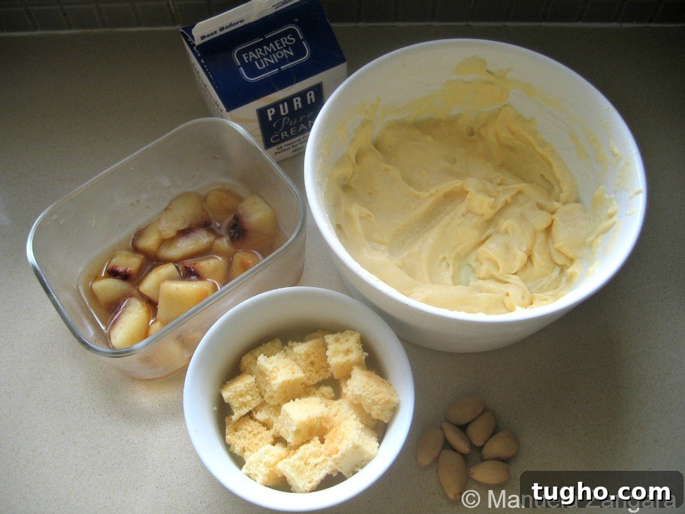 Peach slices and almonds Peach slices and almonds