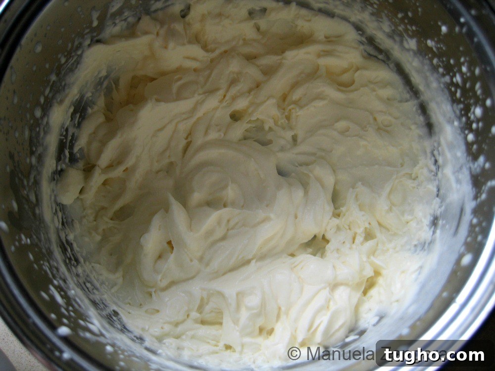 Mixing cream and custard Mixing cream and custard