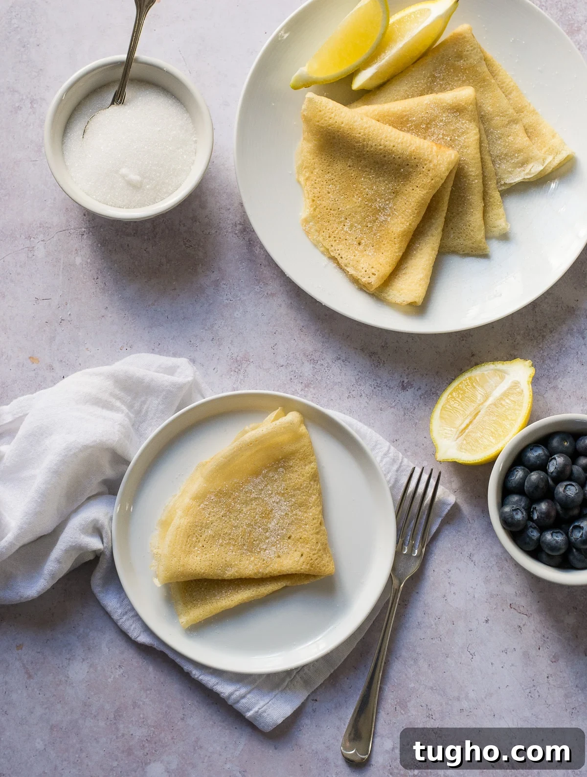 Vegan Crepes with lemon and sugar