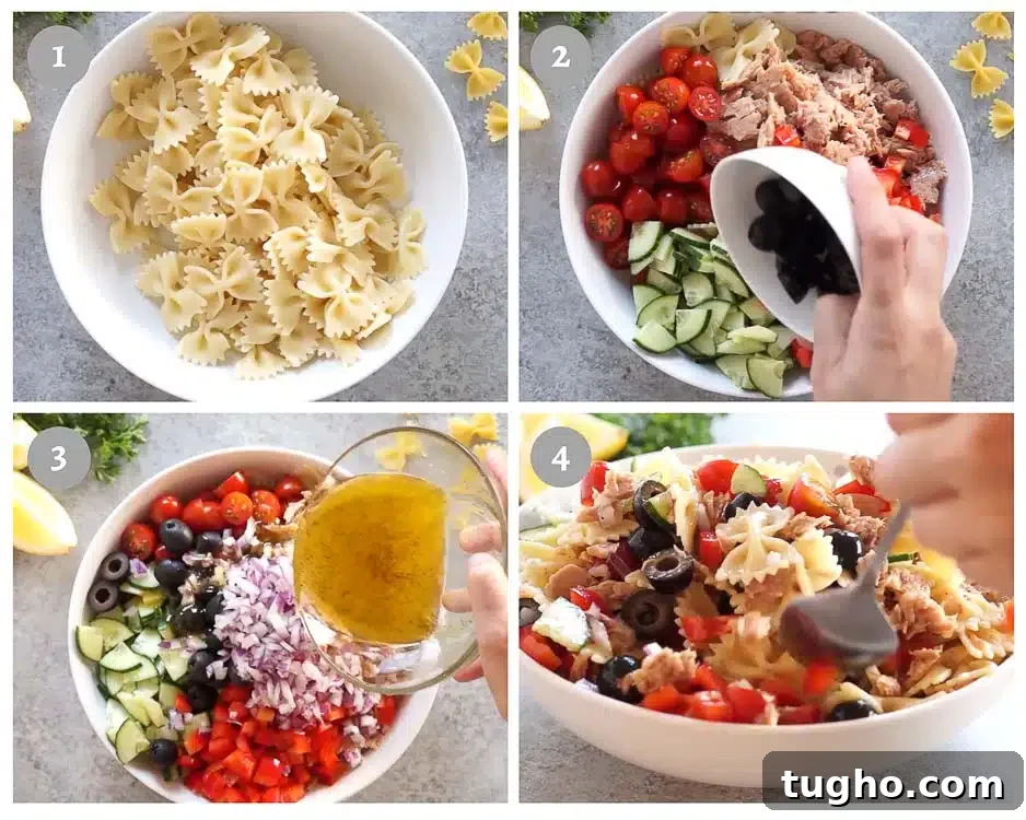 tuna pasta salad - process shots