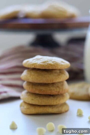 cookies stacked in front of milk and cake stand