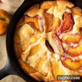 Fresh Peach Cobbler in a cast iron skillet