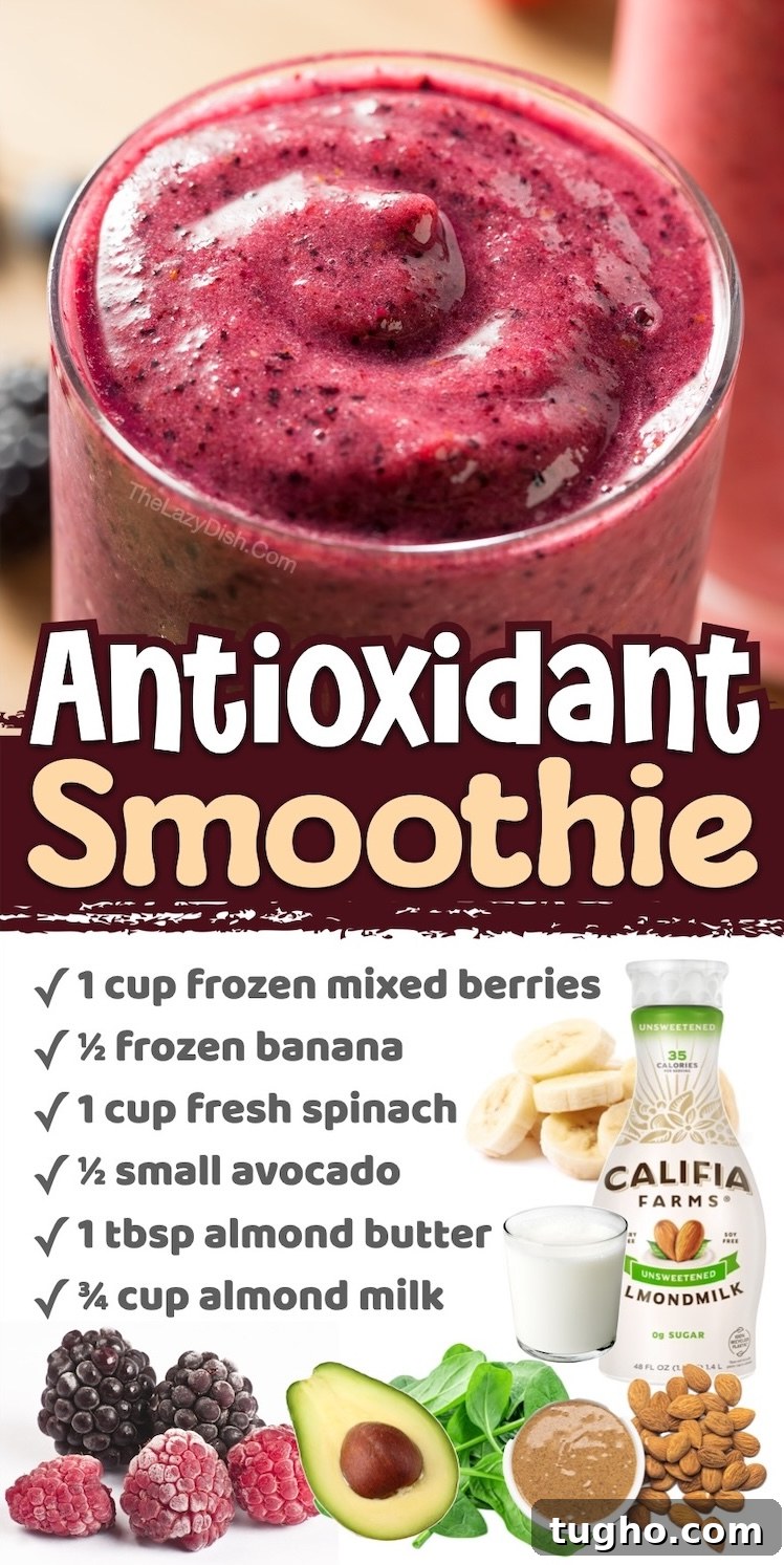 Number 6 on The List of Summer Smoothie Recipes To Try | This antioxidant smoothie is healthy yet totally refreshing and delicious for summer! The avocado and almond butter make it feel creamy and indulgent. It's packed full of vitamins, minerals, and protein for a quick and healthy breakfast or snack.