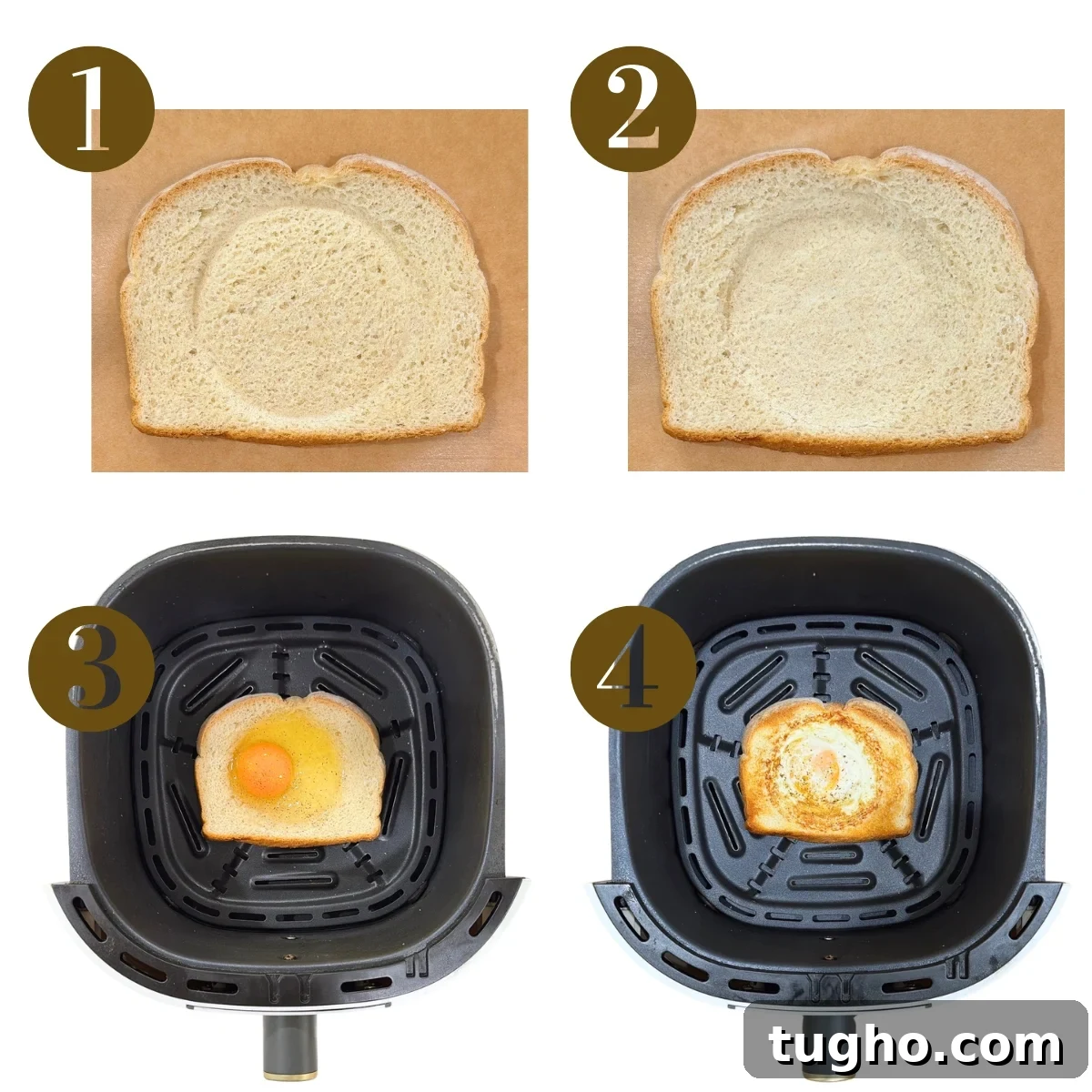 Quick Air Fryer Egg Toast Recipe 4 Steps to make air fryer egg toast.