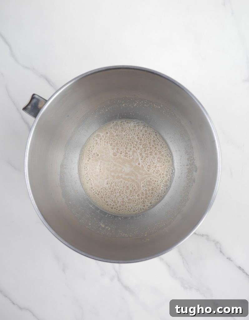 Yeast and water in a bowl