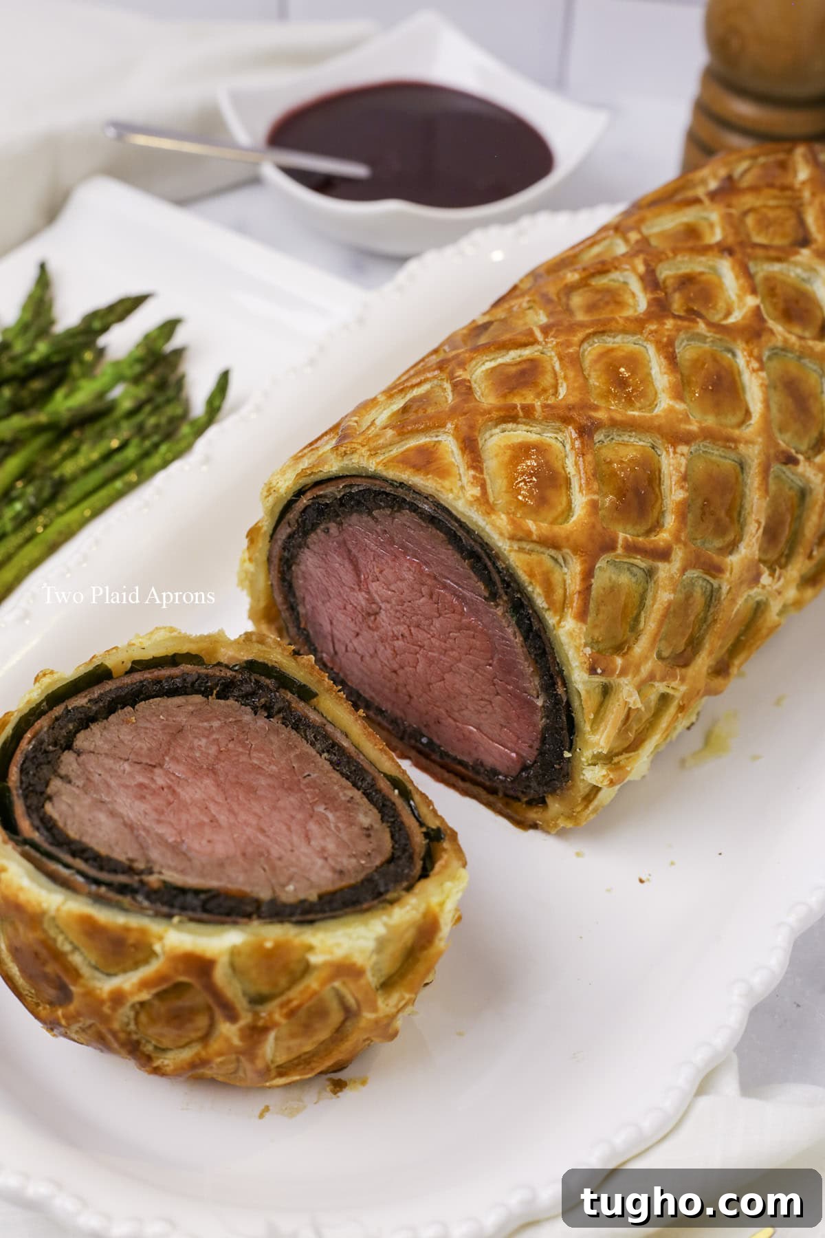 Classic Beef Wellington Recipe 11 Final plated Beef Wellington slices