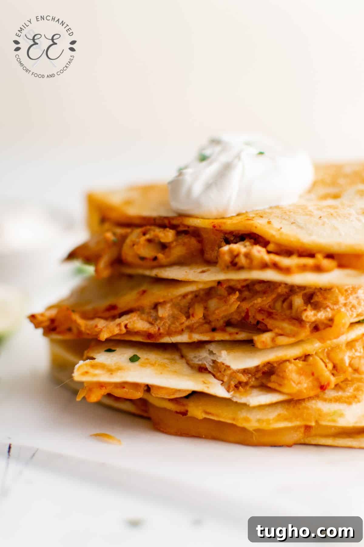 Smoky Chipotle Chicken Quesadilla Recipe 5 Stack of quesadillas on a plate