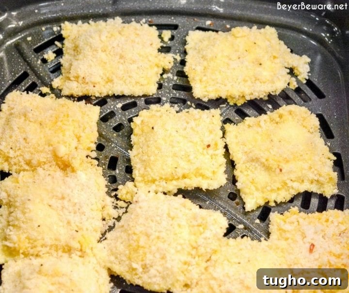 Air Fryer Toasted Ravioli: Crispy Golden Bites in Minutes 5 Golden-brown toasted ravioli fresh from the air fryer