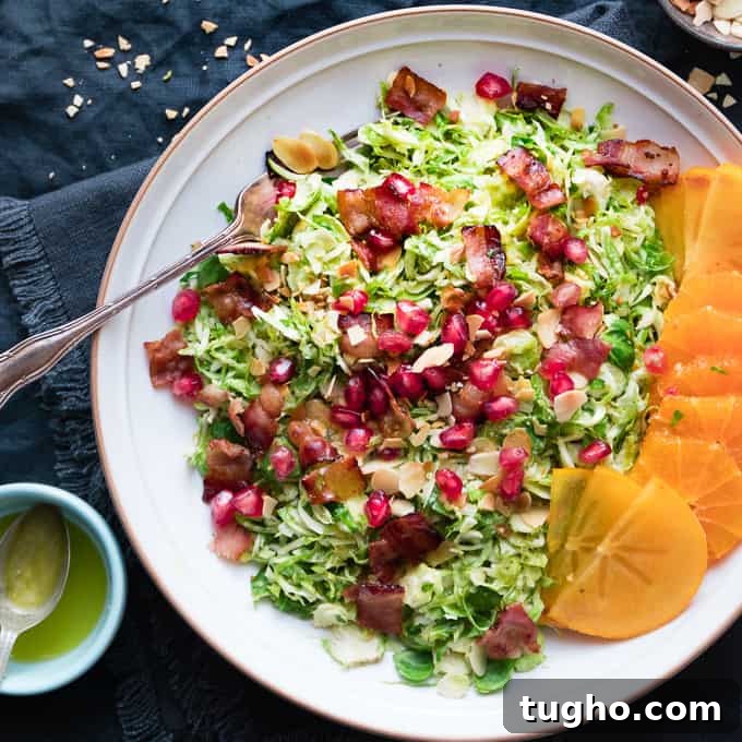 It's delicate shaved sprouts, warm and crispy bacon and bright citrus vinaigrette with toasted almonds. It's delicate shaved sprouts, warm and crispy bacon and bright citrus vinaigrette with toasted almonds.