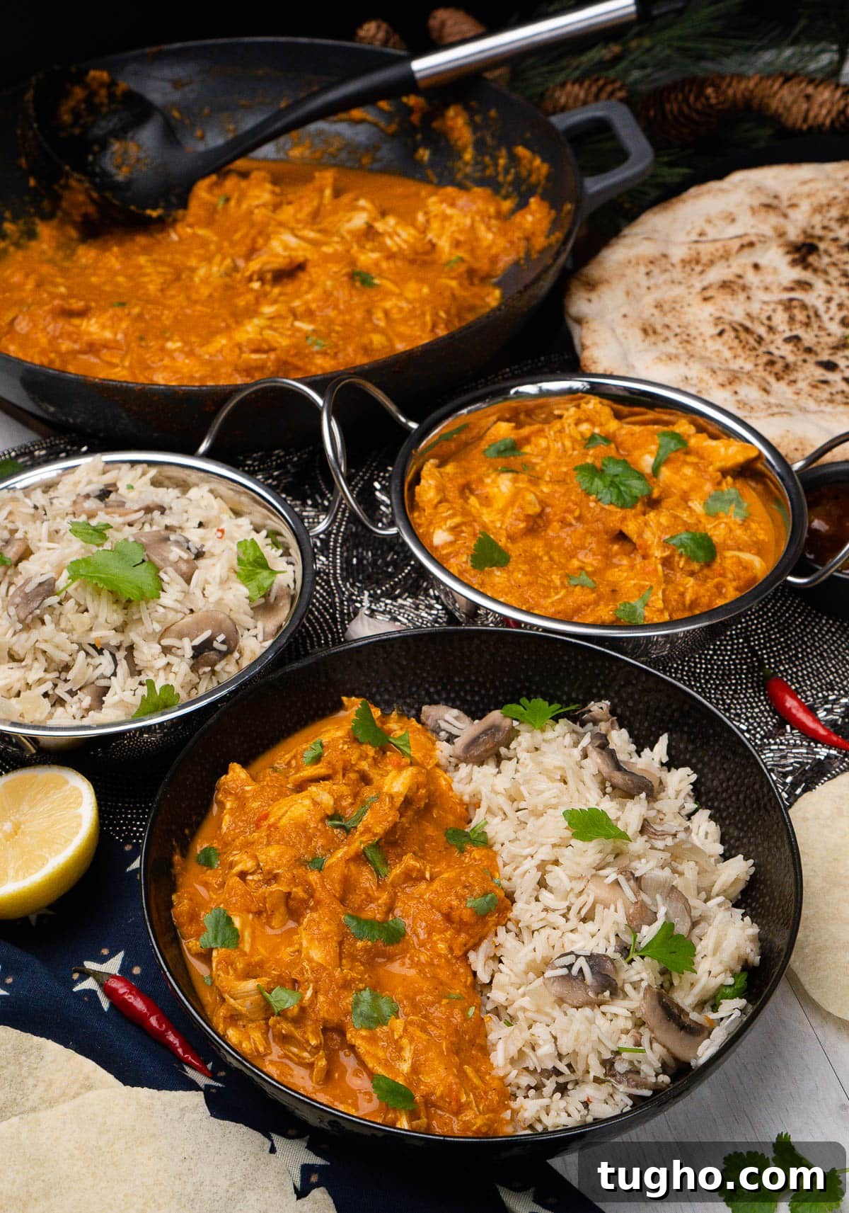 Leftover Turkey Curry with Coconut and Warm Spices 14 Leftover Turkey Curry served with mushroom rice and a naan bread