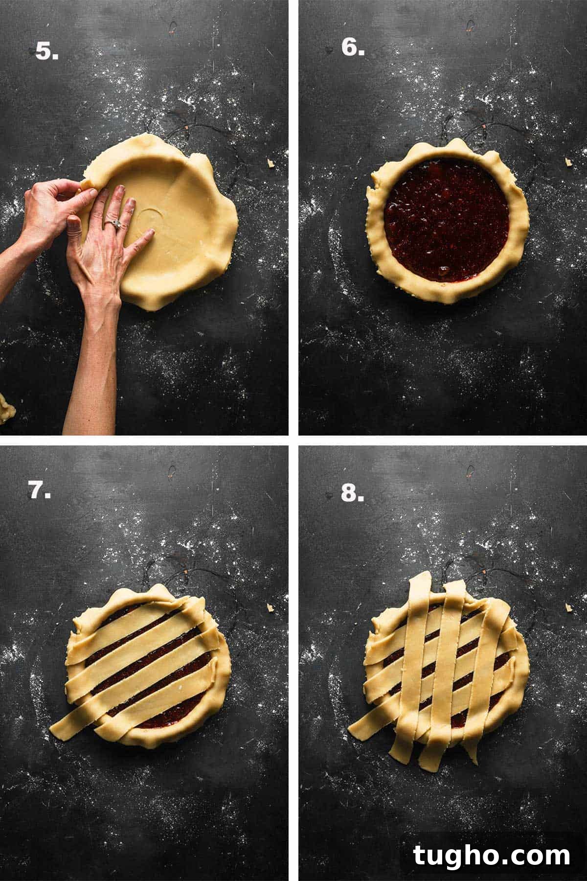 filling and assembling jam crostata.