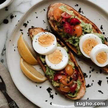 Sweet Potato Toast is a healthy, gluten-free breakfast that's simple and easy! Learn how to make in the toaster, air fryer or oven! #glutenfreebreakfast #whole30breakfast #healthybreakfast #sweetpotatotoast