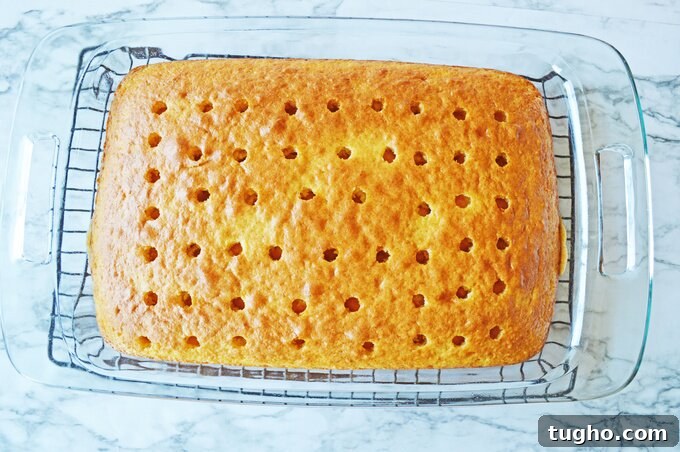 Poking holes in cake