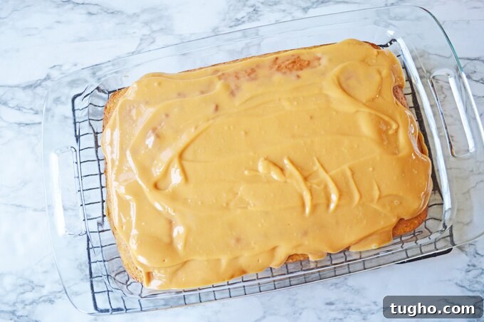 Chilled butterscotch poke cake