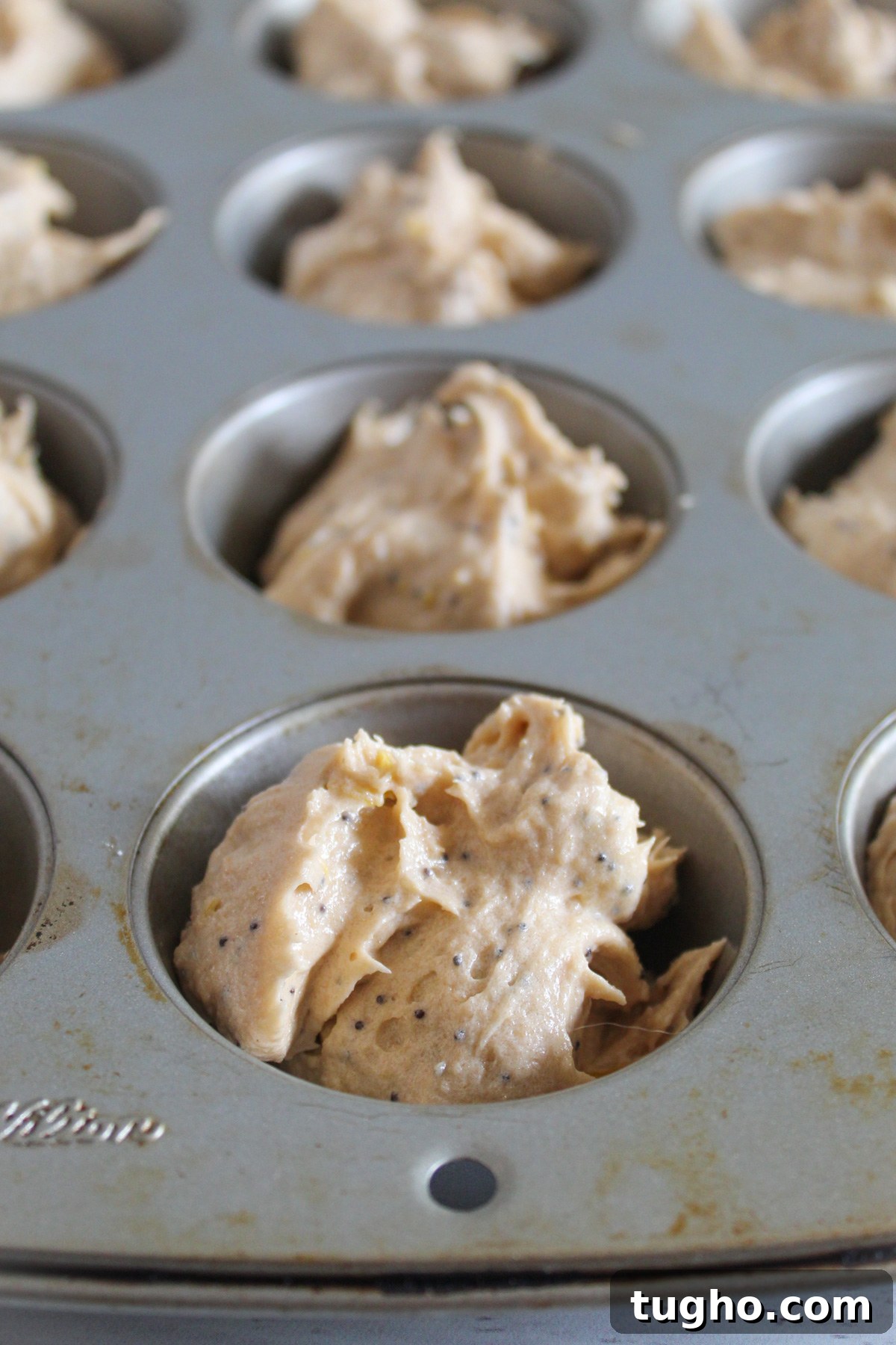 muffin batter in a muffin tin