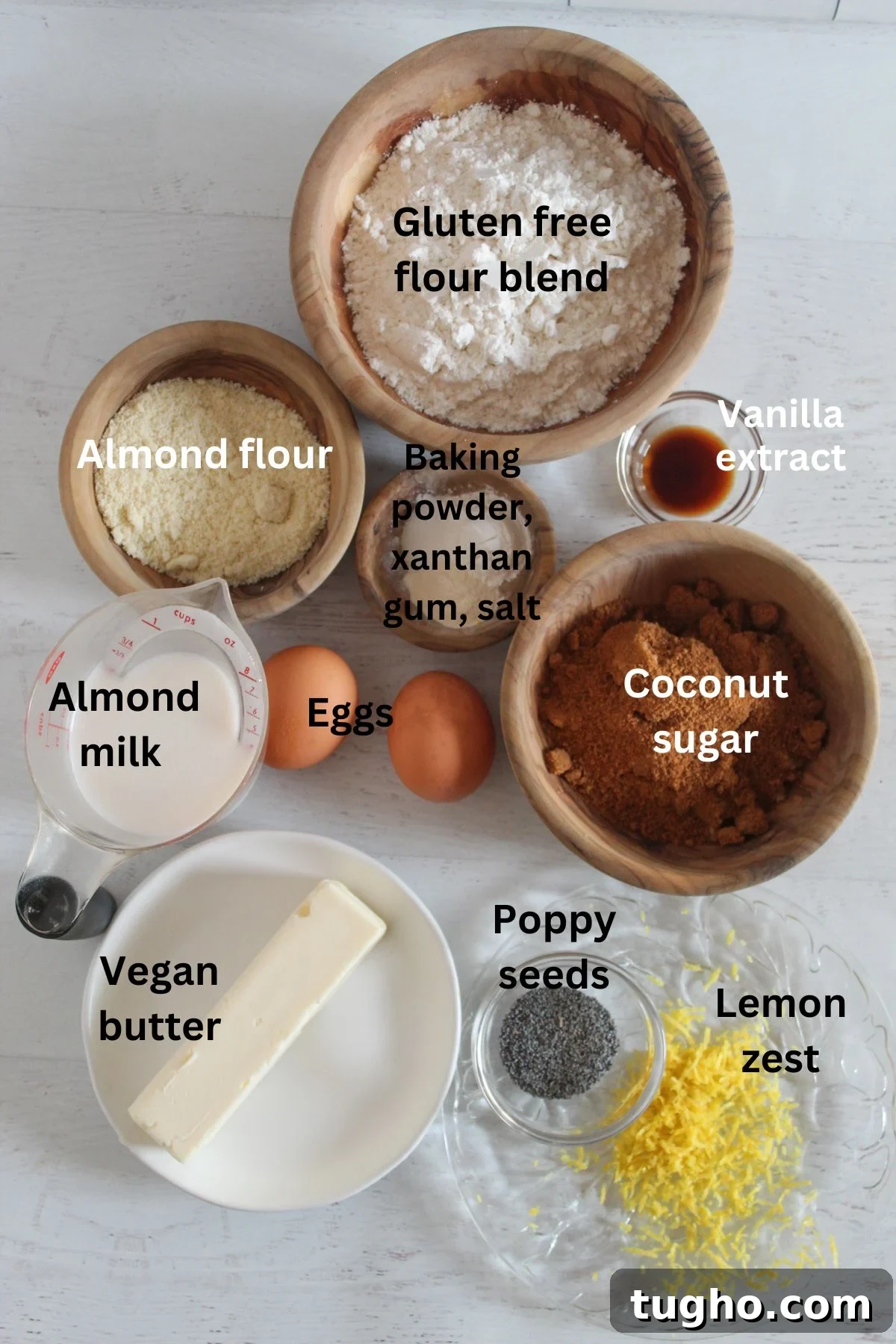 labeled ingredients on a countertop