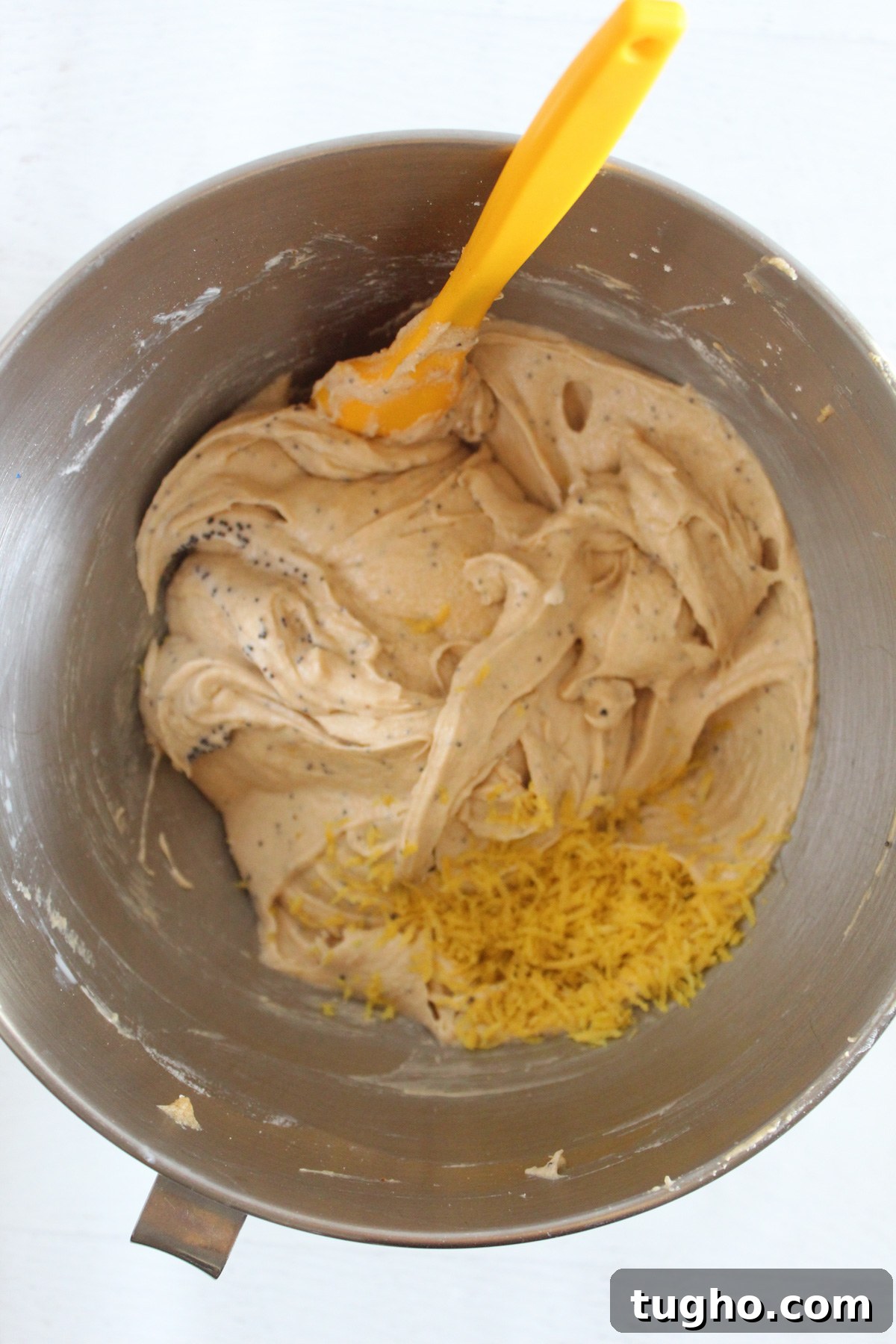 muffin batter in a stand mixer