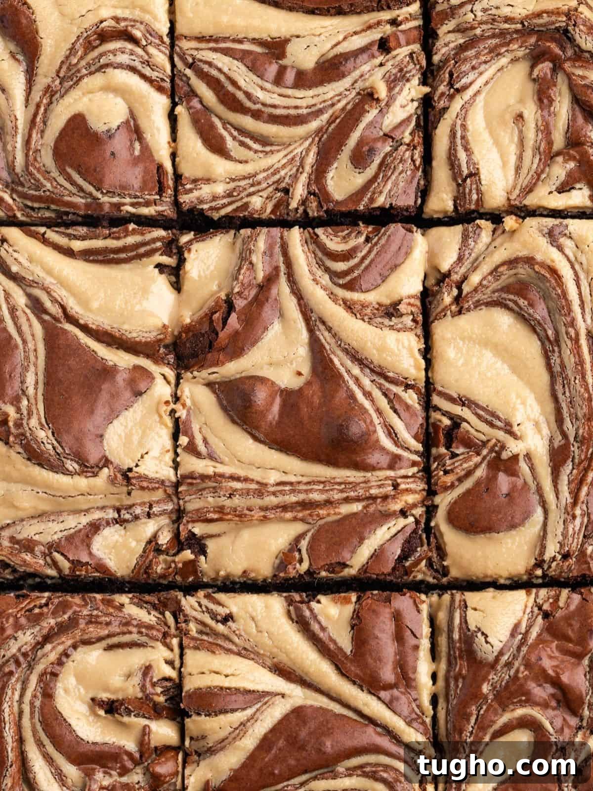 Sliced Tahini Brownies with a tahini and sugar swirl.