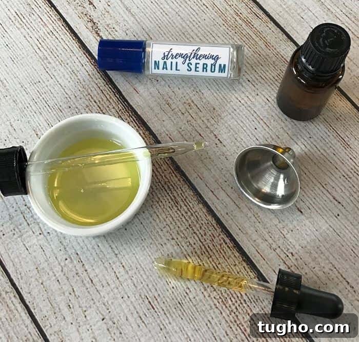 Restore Weak, Dry, Brittle Nails with Essential Oil Serum 2 DIY essential oil nail serum for dry, weak, brittle fingernails. Nourishes, strengthens, stimulates healthy nail growth. And it restores moisture to make nails more flexible and resilient.