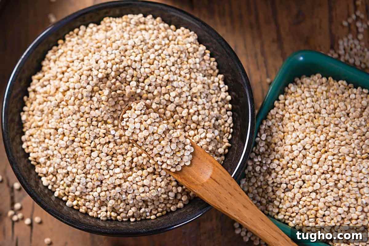 12 Must-Try Gluten-Free Grain Salad Recipes 2 uncooked quinoa grain in a bowl