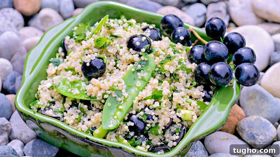 12 Must-Try Gluten-Free Grain Salad Recipes 7 quinoa salad with grapes and sweet peas i a bowl