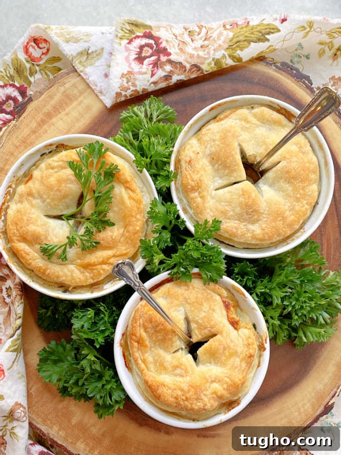 three slow cooker steak pies, just out of the oven