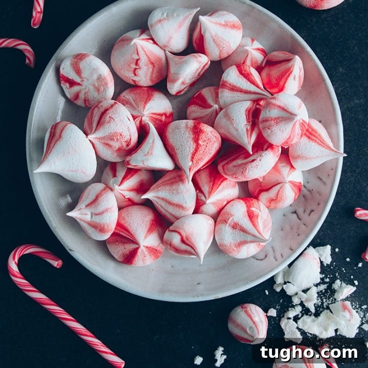 Vegan Candy Cane Meringue Kisses