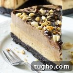 Peanut Butter Chocolate Cheesecake - No Bake Recipe - Featured Image