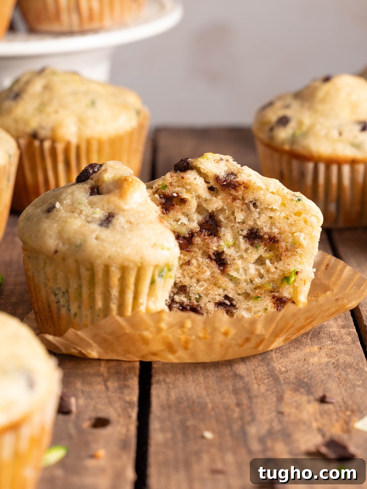 Sourdough discard zucchini muffins with mini chocolate chips