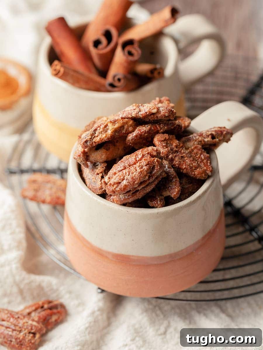 Cinnamon-Spiced Gluten-Free Pecans Recipe 7 cinnamon roasted pecans in little mugs