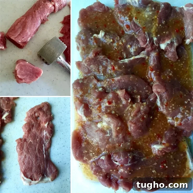 Grilled Pork Tenderloin Sandwich Recipe 4 Grilled Pork Tenderloin Sandwiches, process collage photo of pounding/marinating tenderloins