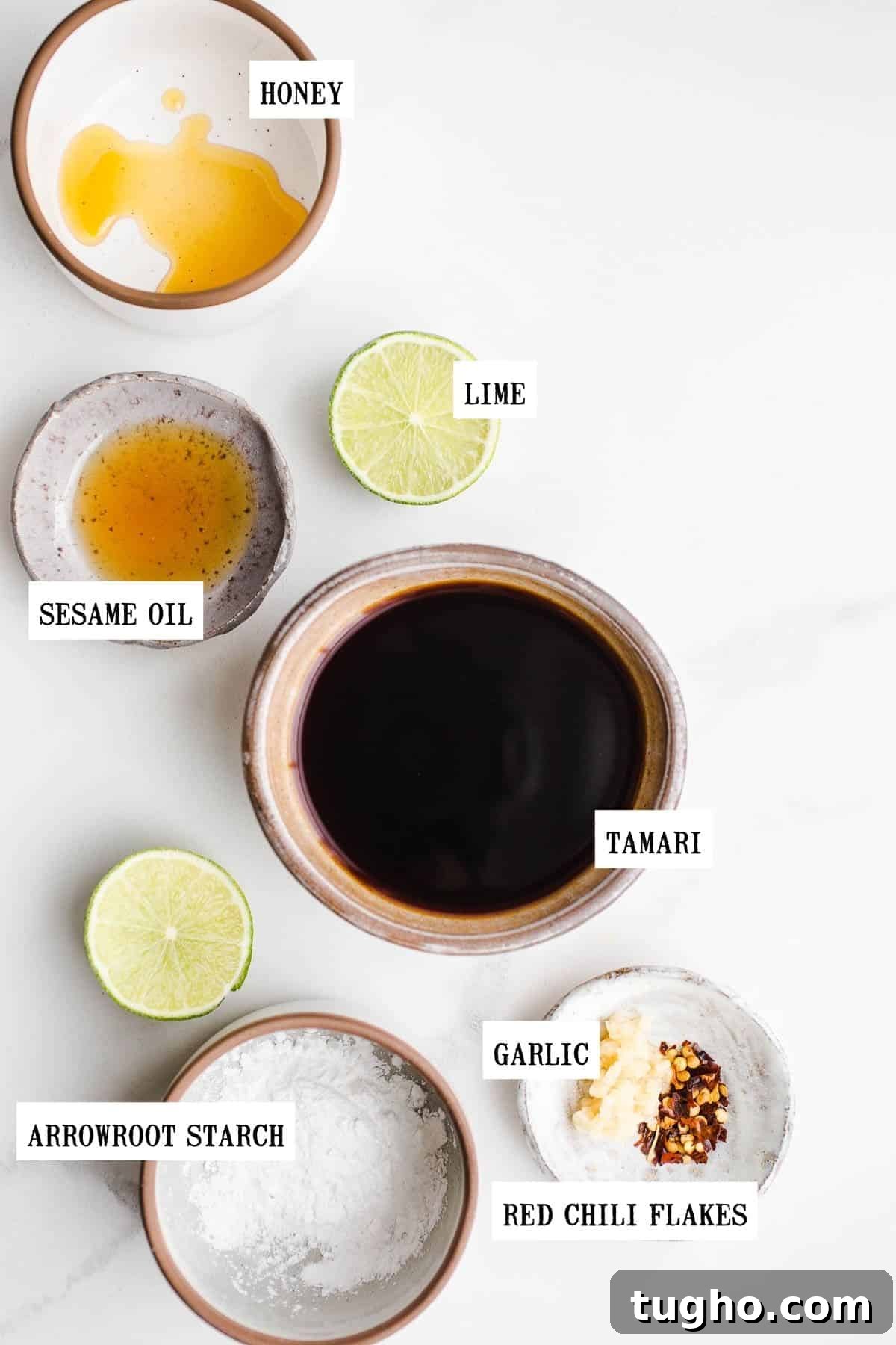 Homemade Gluten-Free Stir-Fry Sauce Recipe 3 Ingredients for a gluten-free dressing in small bowls.