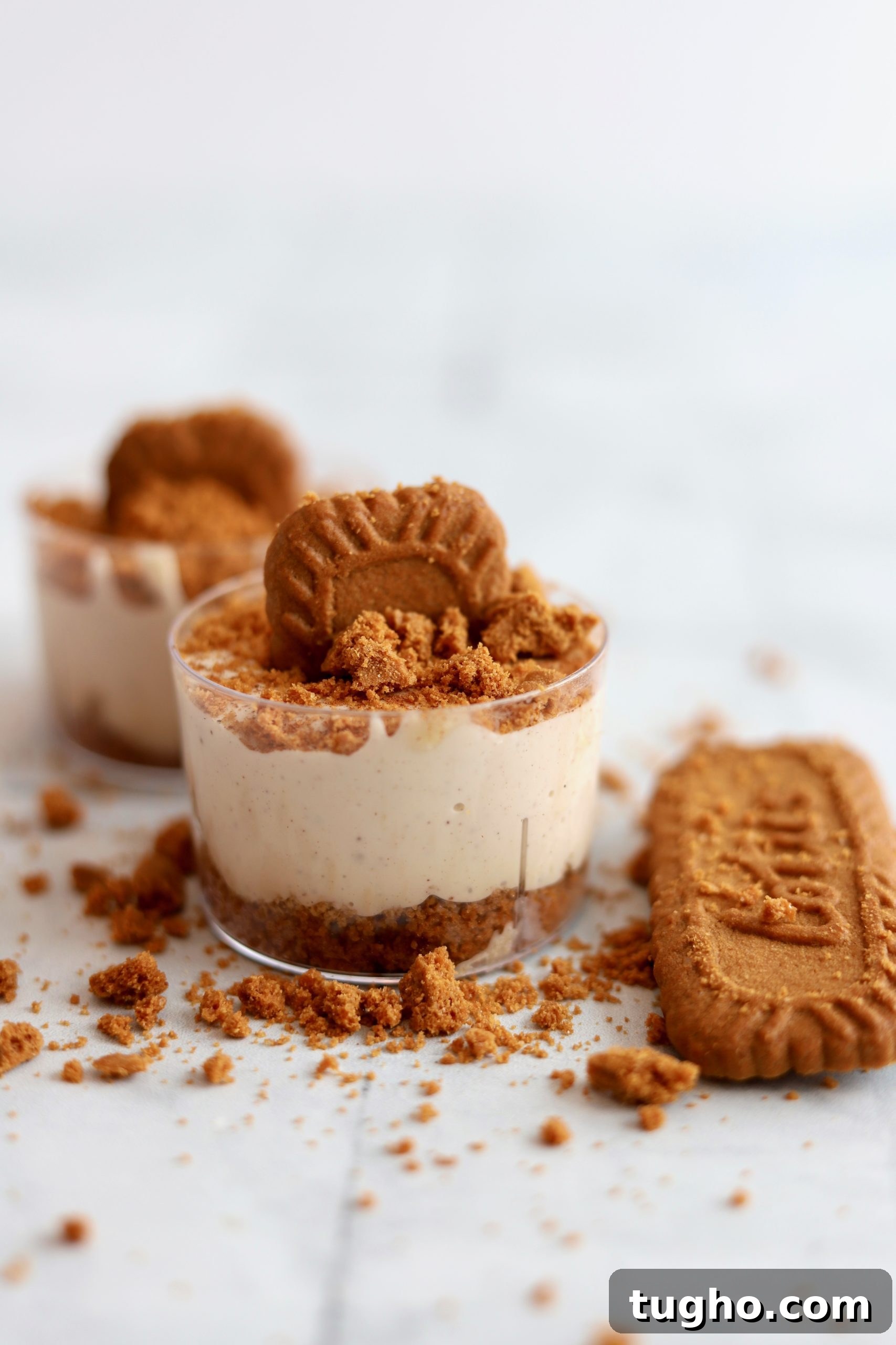 Biscoff cookie atop cheesecake