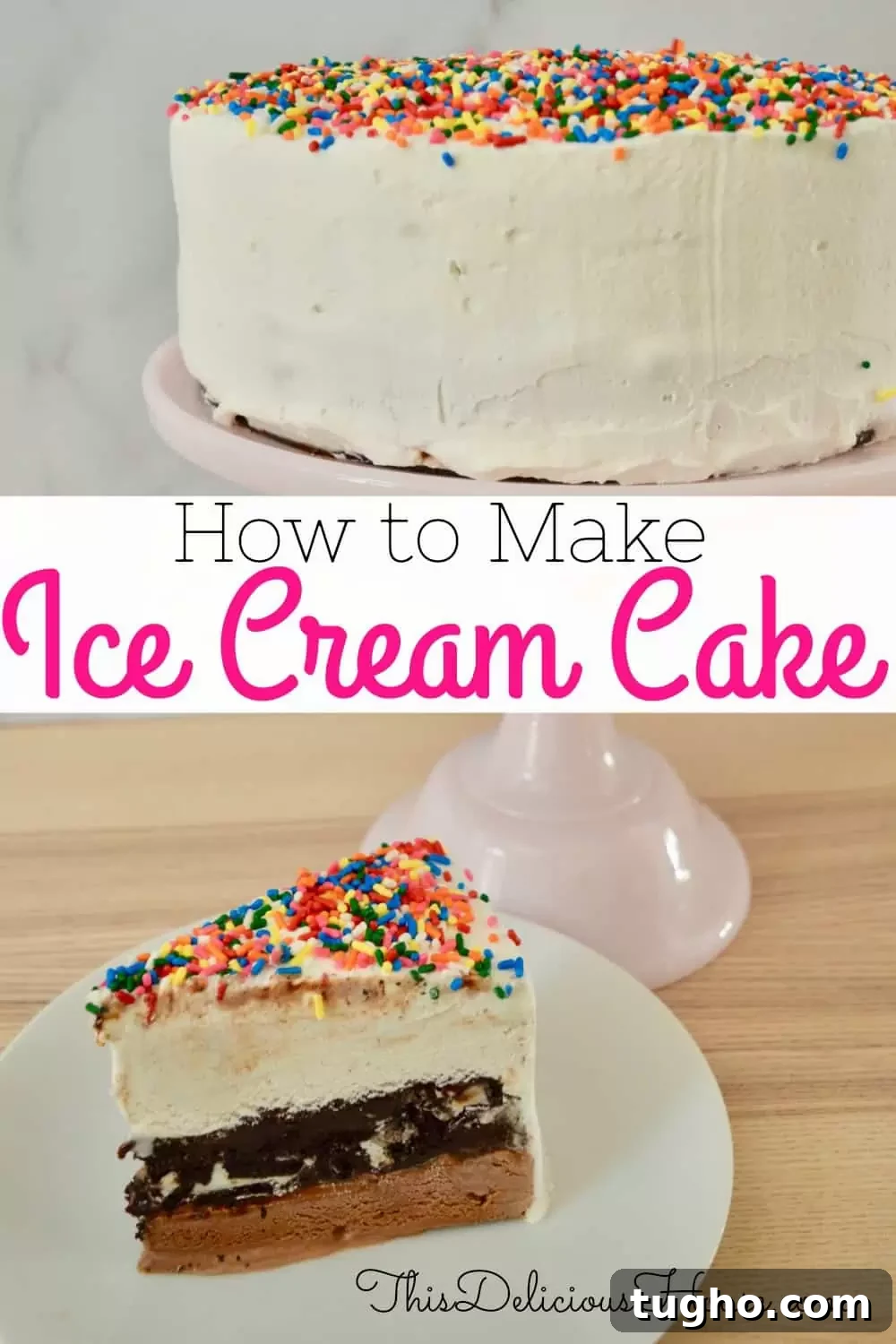 Easy Ice Cream Cake Pinterest Pin.