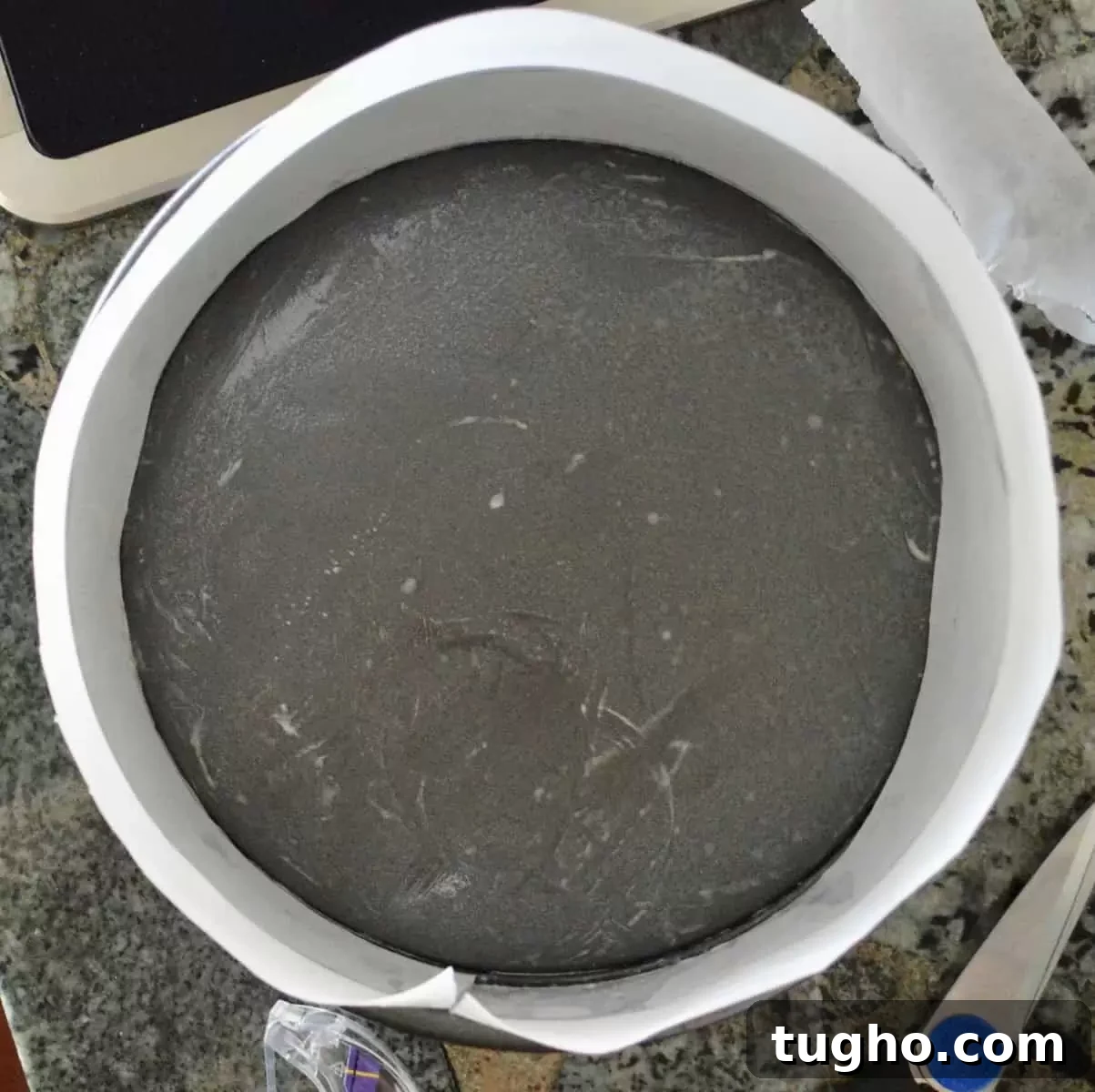 greased springform pan with parchment lining the sides 