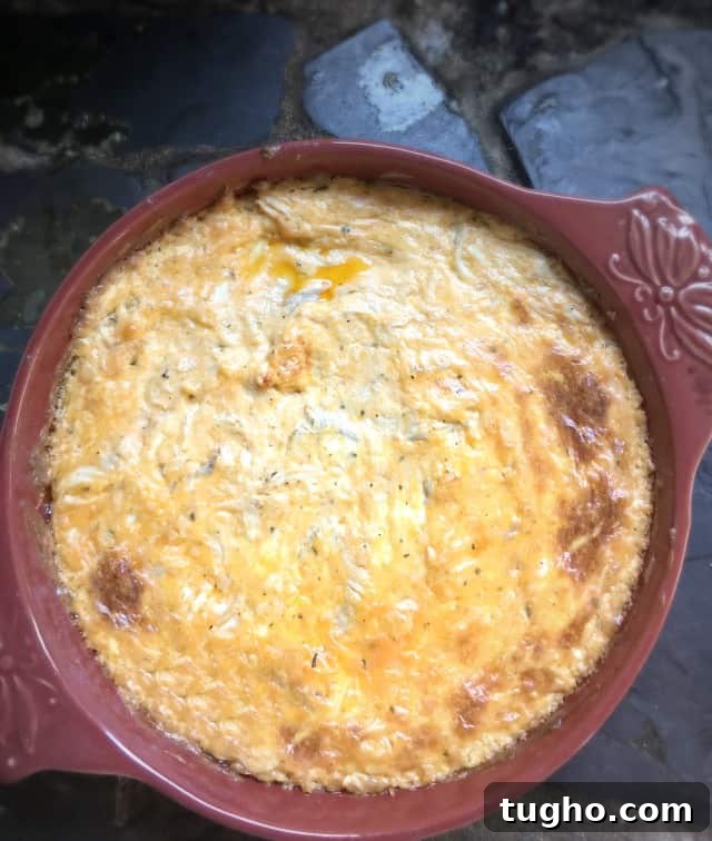 Creamy Buffalo Chicken Dip for Game Day 5 An overhead view of a round dish of buffalo chicken dip