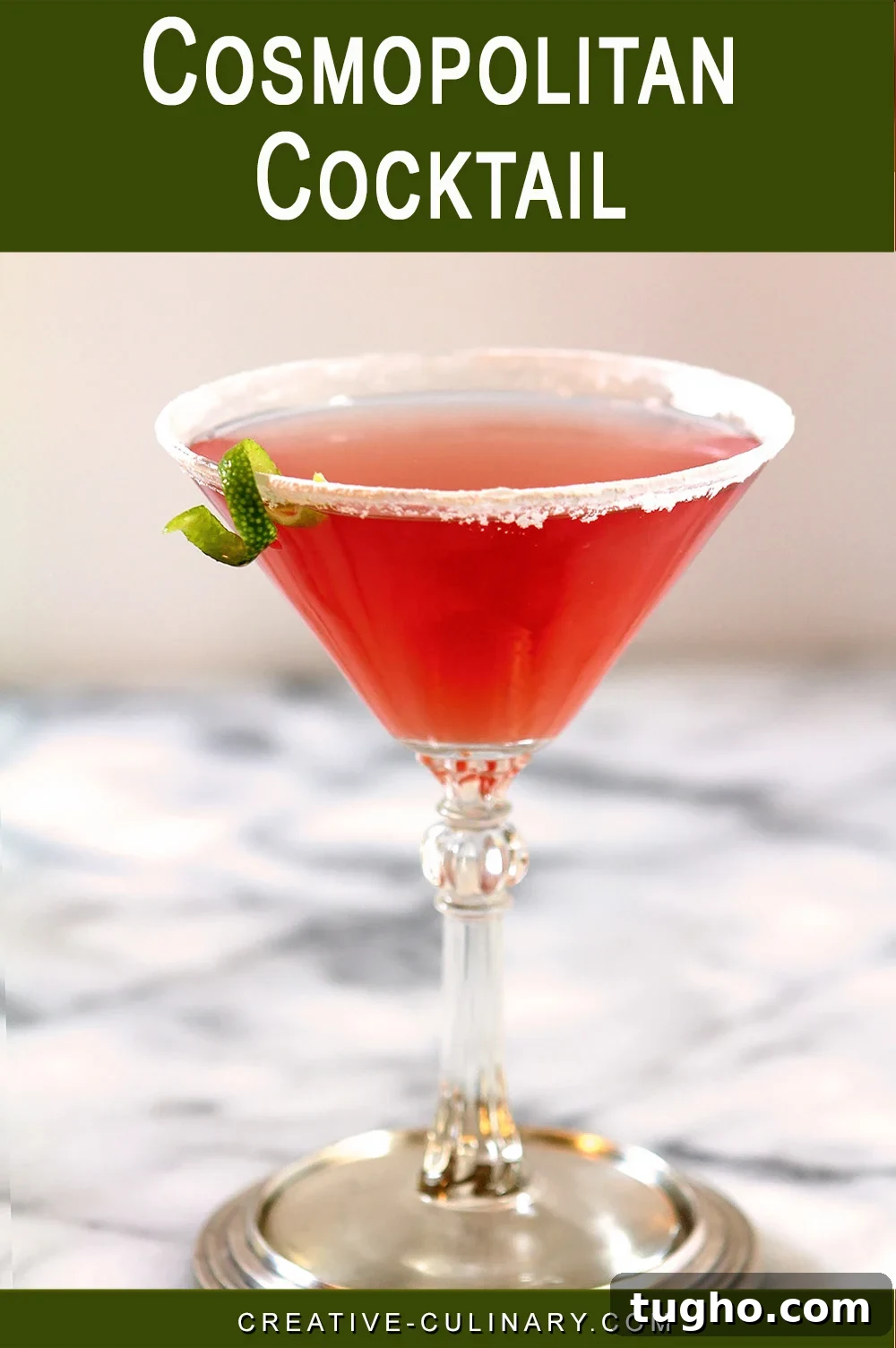 Classic Cosmopolitan Cocktail Recipe 7 Cosmopolitan Pink Cocktail on Marble Table with Lime Garnish