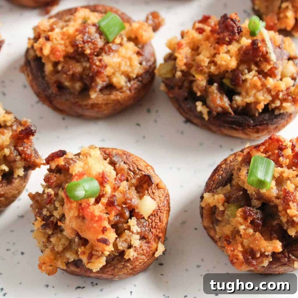 15 Delicious Side Dishes to Pair with Pasta 9 close up of Italian stuffed mushrooms