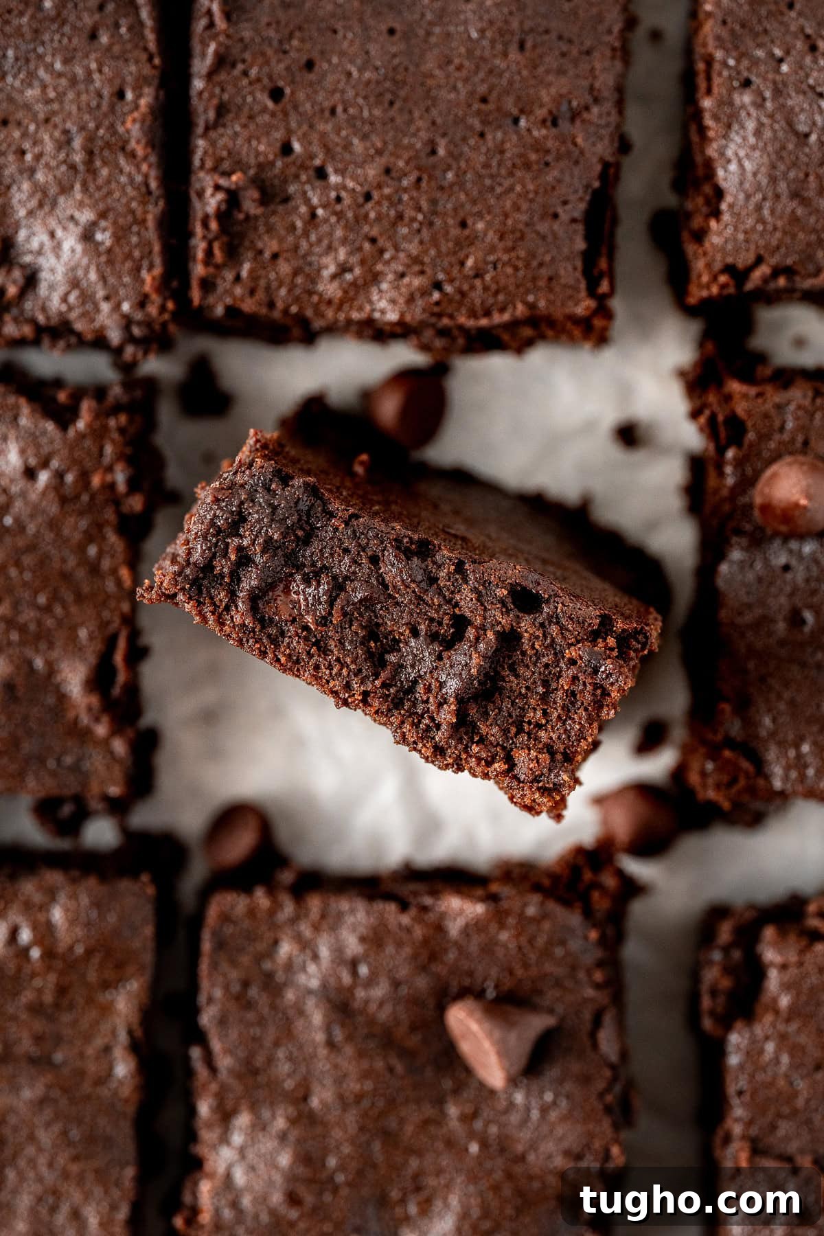 Fudgy Dairy-Free Chocolate Brownies 4 Close up of a cut brownie.