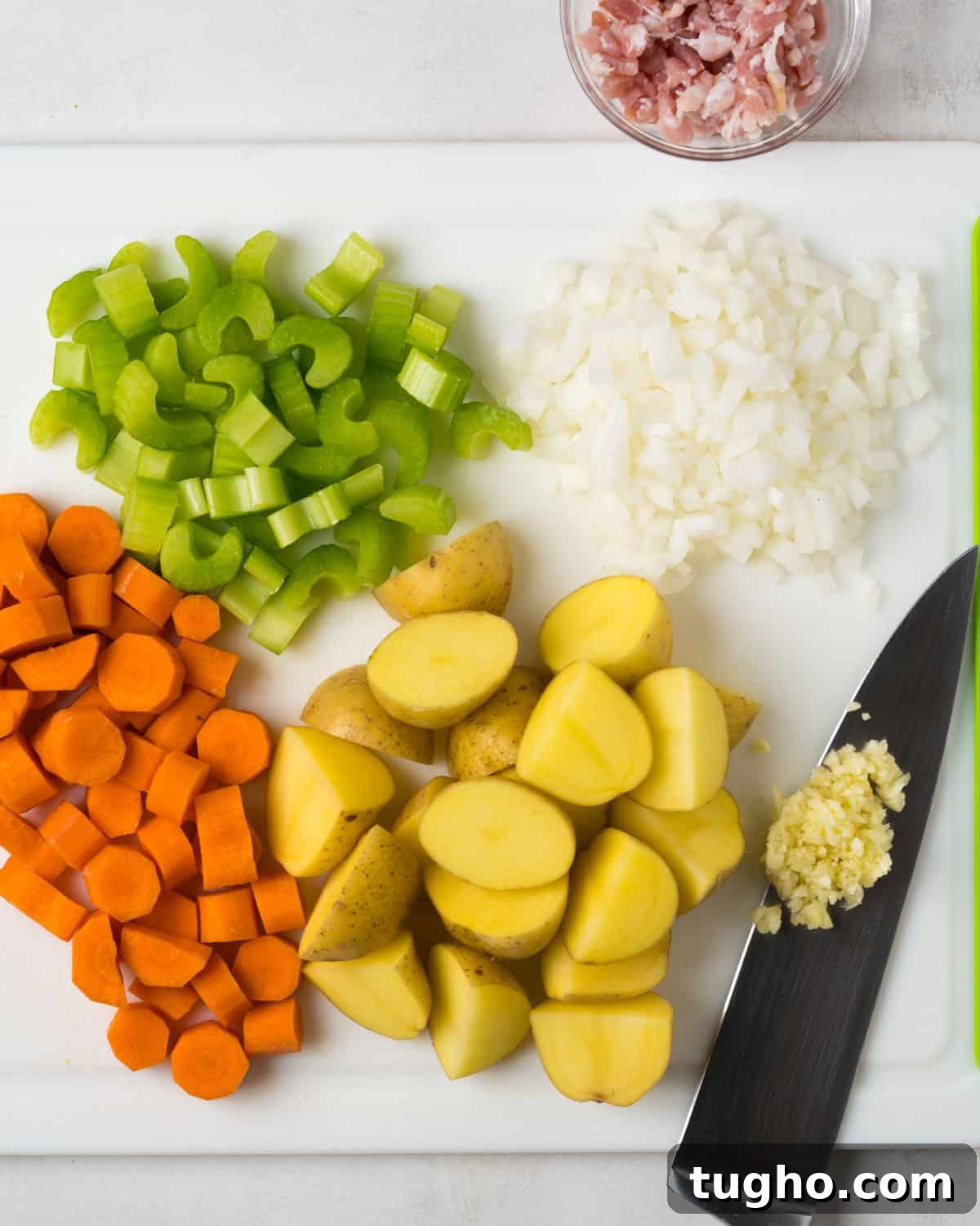 Instant Pot Chicken Stew with Tender Vegetables 4 chopping vegetables for chicken stew.