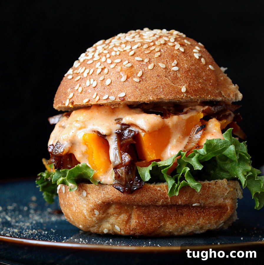 Roasted Butternut squash Slider with balsamic caramelized onions and Sriracha mayo
