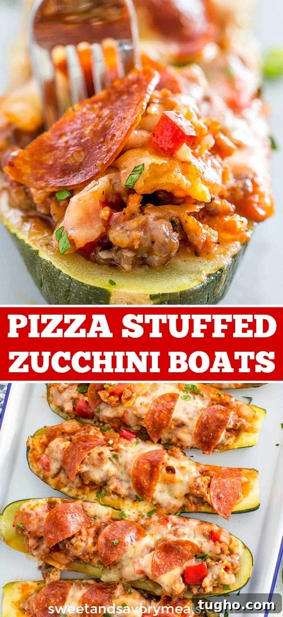 Pizza-Stuffed Zucchini Boats with Melted Mozzarella 5 Pizza Stuffed Zucchini Boats