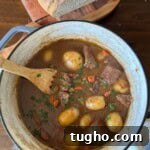 Dutch Oven Beef Stew ready to serve.
